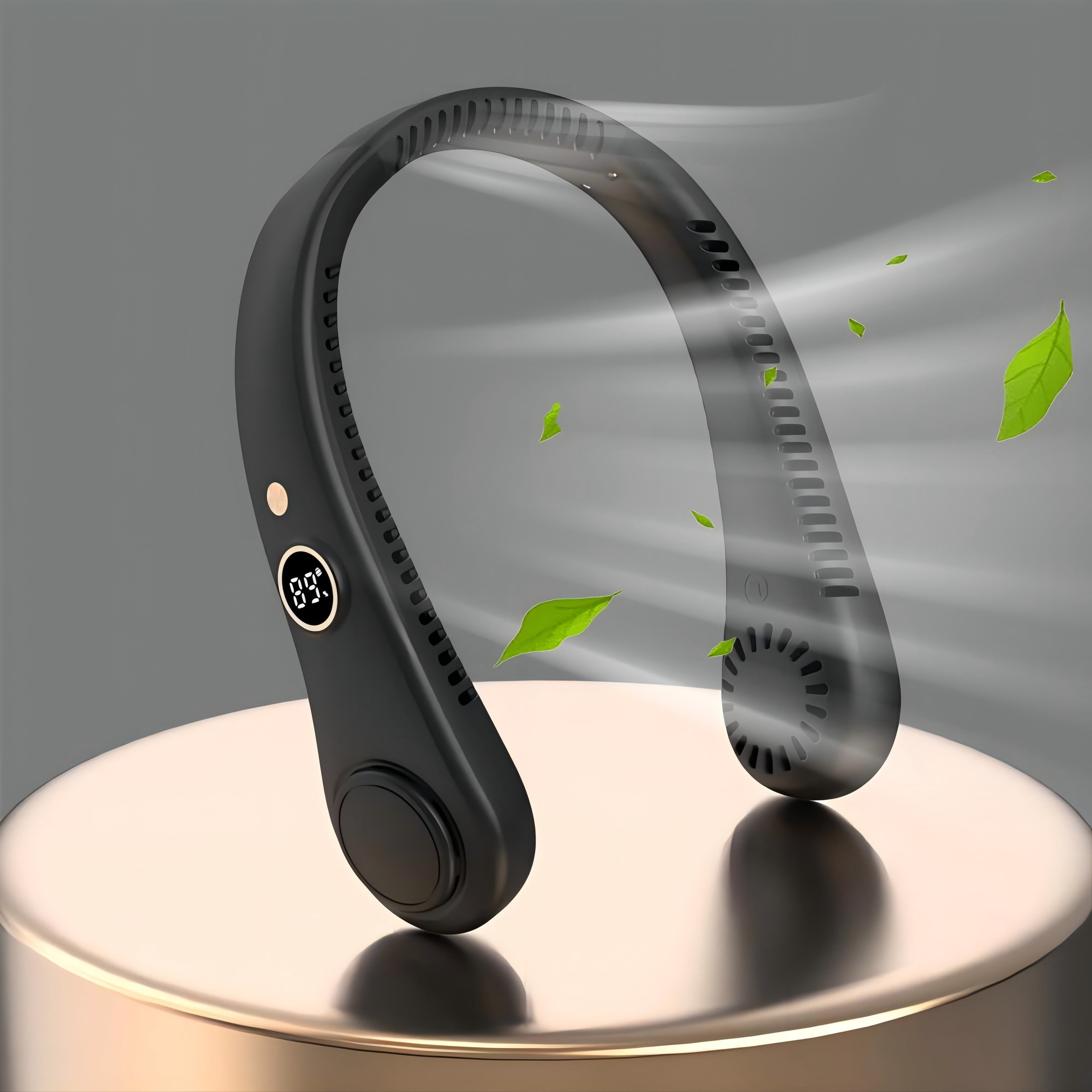 Portable Neck Fan, 3 Speeds Hands Free Personal Wearable Bladeless Fan with 3600Mah Rechargeable Battery, Black